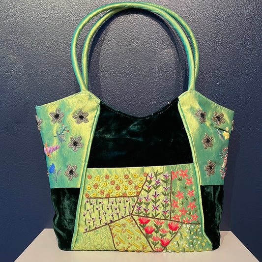 Beautiful, bright, summery silk handbag.